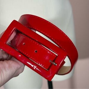 Vintage Red Patten leather Minimalist Skinny belt Leather Rock Made USA Sz 31-34